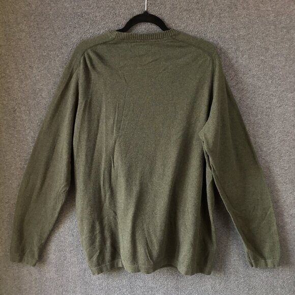 Eddie Bauer Mens TXL Olive Green Crew Neck Textured Sweater - Picture 2 of 8